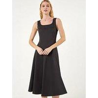 Roman Square Neck Pleated Midi Dress