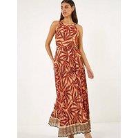Roman Pleated Halter Maxi Dress