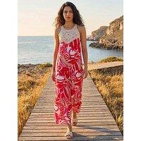 Roman Dusk Abstract Crochet Midi Dress