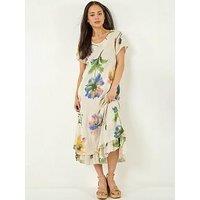 Roman Petite Floral Print Layered Hem Dress