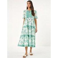 Roman Floral Tiered Tie Dress