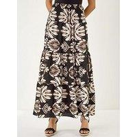 Roman Printed Tier Shirred Maxi Skirt