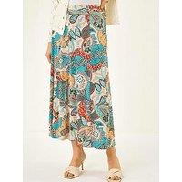 Roman Paisley Print Midi Skirt
