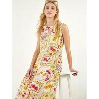 Roman Fruit Print Tiered Midi Dress