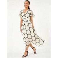 Roman Petite Spot Print Twist Front Dress