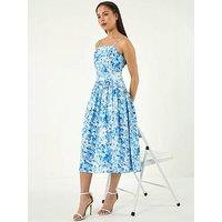 Roman Petite Floral Strappy Drop Waist Dress