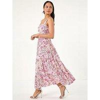Roman Petite Floral Seam Detail Midi Dress