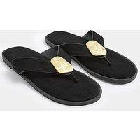 Yours Hammered Disk Sandals In Extra Wide Fit - Black