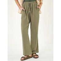 Roman Elastic Waist Tie Front Linen Mix Trouser