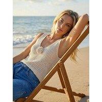 Roman Flower Front Knit Vest Top