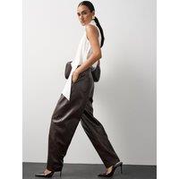 Michelle Keegan Faux Leather Barrel Leg Trouser - Brown