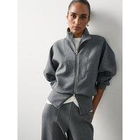 Michelle Keegan Funnel Neck Zip Up Jacket Co Ord- Grey