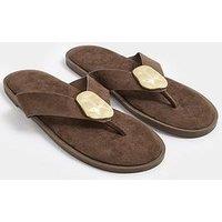 Yours Hammered Disk Sandals In Extra Wide Fit - Brown
