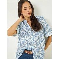 Roman Petite Print Button Front Blouse