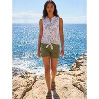 Roman Floral Puff Print Tie Blouse