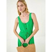 Roman Buttoned Tie Waist Midi Dress