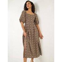 Roman Dusk Animal Print Midi Dress