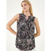 Roman Butterfly Print Stretch Vest Top