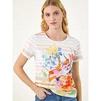 Roman Floral Stripe Top
