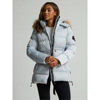 Zavetti Canada Womens Virna 2.0 Padded Longline Hooded Parka Jacket - Silver