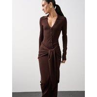 Michelle Keegan Wrap Detail Maxi Dress - Brown
