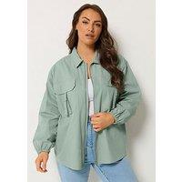 Yours Curve Utility Shacket - Blue