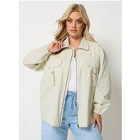 Yours Curve Utility Shacket - Cream