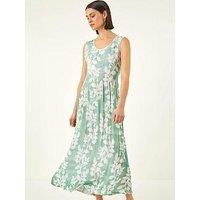 Roman Leaf Print Crinkle Dress