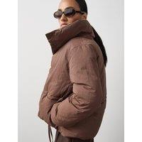 Michelle Keegan Funnel Neck Padded Coat - Brown