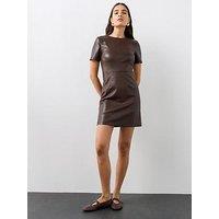 The Very Collection Womens Faux Leather Mini Shift Dress - Brown