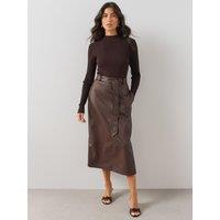 The Very Collection Womens 2 In 1 Ribbed Faux Leather Dress - Brown