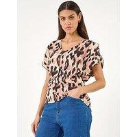 Roman Animal Print Seam Front Top