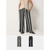 Yours Curve Shell Print Wide Leg Trousers Short - Black