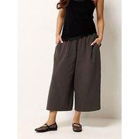 Pixiegirl Petite Cheesecloth Wide Leg Crop Culotte - Brown