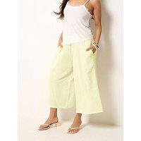 Pixiegirl Petite Cheesecloth Tie Side Wide Leg Trousers - Yellow