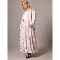 Yours Curve Polka Dot Chiffon Skirt - Pink