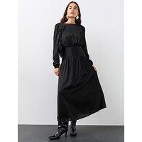 The Very Collection Womens Puff Sleeve Defined Waist Midi Dress - Black