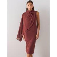 The Very Collection Womens One Shoulder Cape Overlay Midi Dress - Red