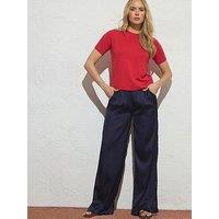 Long Tall Sally Striped Wide Leg Trousers 34" - Blue
