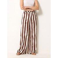 Long Tall Sally Floral Satin Wide Leg Trousers 34" - Cream