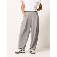 Pixiegirl Petite Crinkle Barrel Leg Trousers - Grey