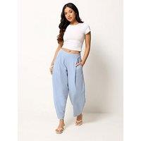 Pixiegirl Petite Crinkle Barrel Leg Trousers - Blue