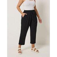 Yours Curve Crochet Side Crop Trousers - Black
