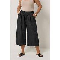 Yours Curve Crochet Side Crop Trousers - Black