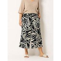 Yours Curve Pull On Palm Print Crop Trousers