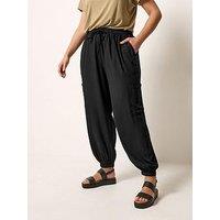Yours Curve Cargo Balloon Trouser - Black