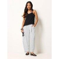 Pixiegirl Petite Pinstripe Barrel Leg Trousers - White