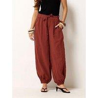 Pixiegirl Petite Cheesecloth Balloon Trousers - Brick Red