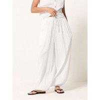 Pixiegirl Petite Stripe Balloon Trousers - White
