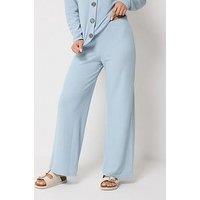 Pixiegirl Petite Textured Wide Leg Trousers - Blue